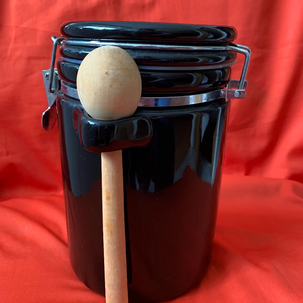 Vintage Black Locking Hinged Lid Jar